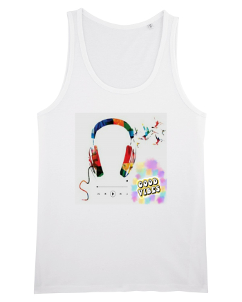 Tricou headphones colorful White
