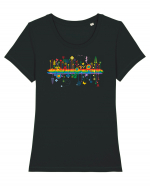 rainbow_I Tricou mânecă scurtă guler larg fitted Damă Expresser