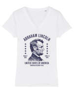 abraham lincoln united states america Tricou mânecă scurtă guler V Damă Evoker