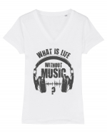 music is life Tricou mânecă scurtă guler V Damă Evoker