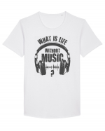 music is life Tricou mânecă scurtă guler larg Bărbat Skater