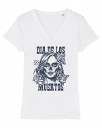 dia muertos day dead Tricou mânecă scurtă guler V Damă Evoker