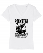 rockstar rock star Tricou mânecă scurtă guler V Damă Evoker