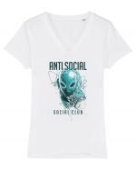 anti social social club Tricou mânecă scurtă guler V Damă Evoker