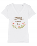 O nouă zi Tricou mânecă scurtă guler V Damă Evoker