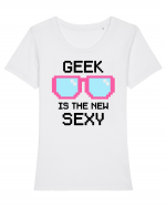 geek school nerd Tricou mânecă scurtă guler larg fitted Damă Expresser