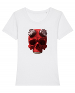 Craniu roșu - skull red 07 Tricou mânecă scurtă guler larg fitted Damă Expresser