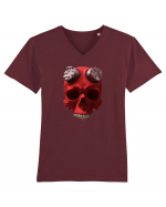 Craniu roșu - skull red 07 Tricou mânecă scurtă guler V Bărbat Presenter