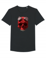 Craniu roșu - skull red 07 Tricou mânecă scurtă guler larg Bărbat Skater