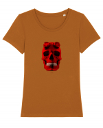 Craniu roșu - skull red 04 Tricou mânecă scurtă guler larg fitted Damă Expresser