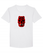 Craniu roșu - skull red 04 Tricou mânecă scurtă guler larg Bărbat Skater