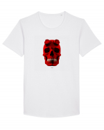 Craniu roșu - skull red 04 Tricou mânecă scurtă guler larg Bărbat Skater