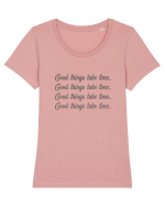 Good Things Take Time Tricou mânecă scurtă guler larg fitted Damă Expresser