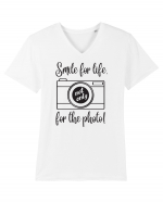 Zâmbește Tricou mânecă scurtă guler V Bărbat Presenter