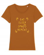 Eat, Sleep, Craft, Repeat Tricou mânecă scurtă guler larg fitted Damă Expresser