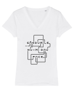 Gândurile nu-mi dau pace Tricou mânecă scurtă guler V Damă Evoker