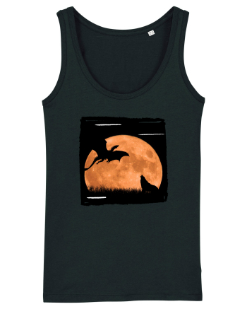 Moon dragon and wolf  Black