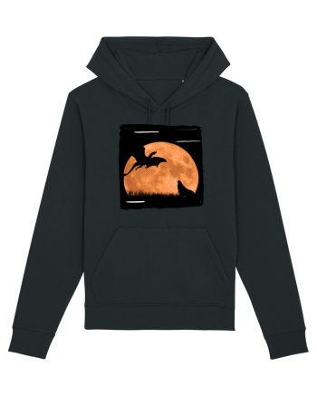 Moon dragon and wolf  Black