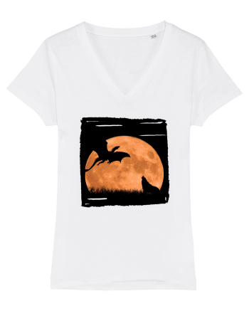Moon dragon and wolf  White