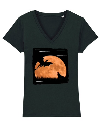 Moon dragon and wolf  Black