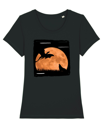 Moon dragon and wolf  Black