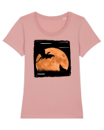 Moon dragon and wolf  Tricou mânecă scurtă guler larg fitted Damă Expresser