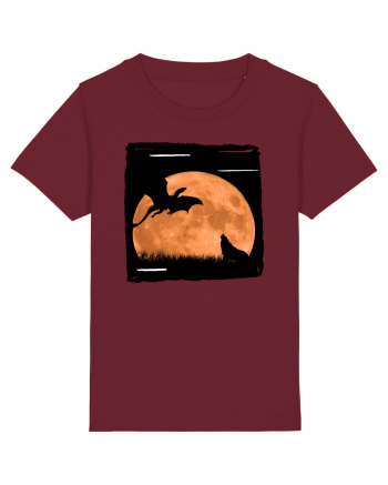 Moon dragon and wolf  Burgundy