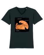 Moon dragon and wolf  Tricou mânecă scurtă guler V Bărbat Presenter