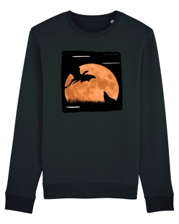 Moon dragon and wolf  Black