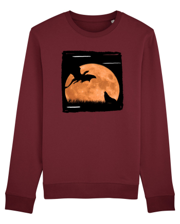Moon dragon and wolf  Burgundy