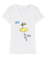 birdyStage_I-2 Tricou mânecă scurtă guler V Damă Evoker