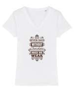 Without Chocolate! Tricou mânecă scurtă guler V Damă Evoker