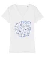 faces_I-1 Tricou mânecă scurtă guler V Damă Evoker