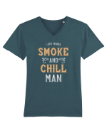 Smoke and Chill Tricou mânecă scurtă guler V Bărbat Presenter