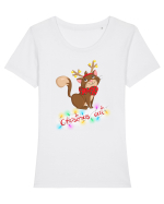Christmas cat Tricou mânecă scurtă guler larg fitted Damă Expresser