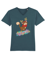 Christmas cat Tricou mânecă scurtă guler V Bărbat Presenter