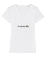 COFFEE LOVER Tricou mânecă scurtă guler V Damă Evoker