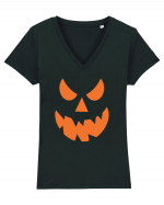 Pumpkin Angry Face Tricou mânecă scurtă guler V Damă Evoker