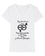 Fericit sau filozof Tricou mânecă scurtă guler V Damă Evoker