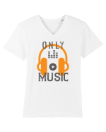 Doar MUZICĂ ! Tricou mânecă scurtă guler V Bărbat Presenter