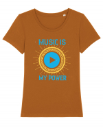 Music is My Power Tricou mânecă scurtă guler larg fitted Damă Expresser
