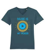 Music is My Power Tricou mânecă scurtă guler V Bărbat Presenter
