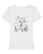 No More Words Tricou mânecă scurtă guler larg fitted Damă Expresser