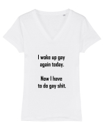 I woke up gay again Tricou mânecă scurtă guler V Damă Evoker