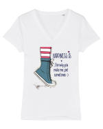 Fericire Tricou mânecă scurtă guler V Damă Evoker