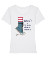 Fericire Tricou mânecă scurtă guler larg fitted Damă Expresser