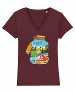 Earth for Sale.. Tricou mânecă scurtă guler V Damă Evoker