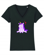 Adorabilul Unicorn :) Tricou mânecă scurtă guler V Damă Evoker