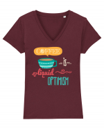 Cafea optimistă Tricou mânecă scurtă guler V Damă Evoker