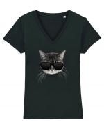 Gangsta cat Tricou mânecă scurtă guler V Damă Evoker